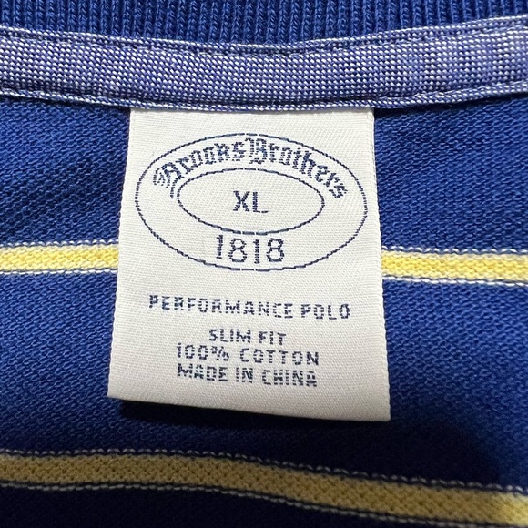 Brooks Brothers Slim Fit Blue/Yellow Striped Cotton Performance Polo Size XL - Picture 6 of 7